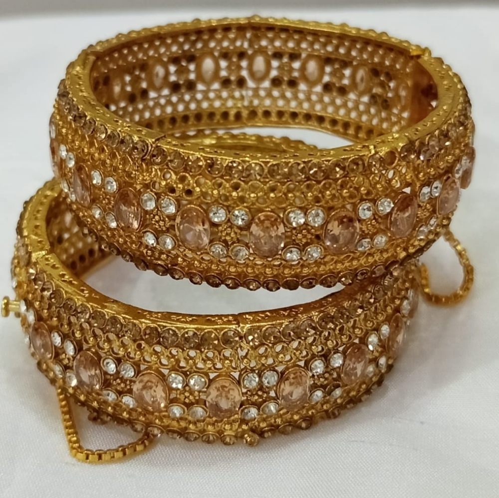 Elegant Champagne and White Crystal Stones Bangle Set